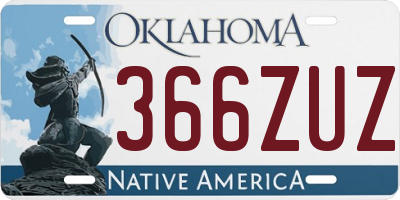 OK license plate 366ZUZ