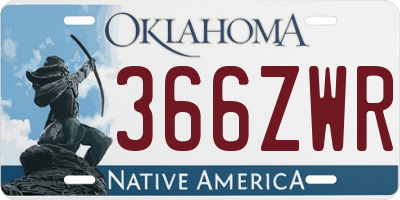 OK license plate 366ZWR