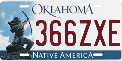 OK license plate 366ZXE