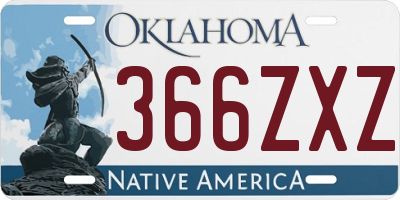 OK license plate 366ZXZ