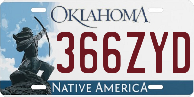 OK license plate 366ZYD