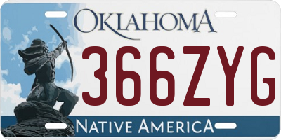 OK license plate 366ZYG