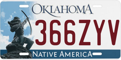 OK license plate 366ZYV