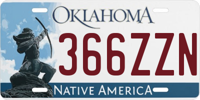 OK license plate 366ZZN