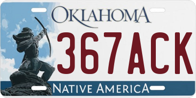 OK license plate 367ACK