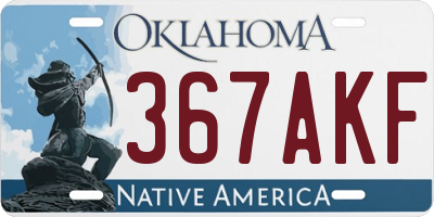 OK license plate 367AKF