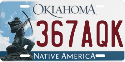 OK license plate 367AQK