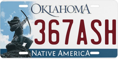 OK license plate 367ASH