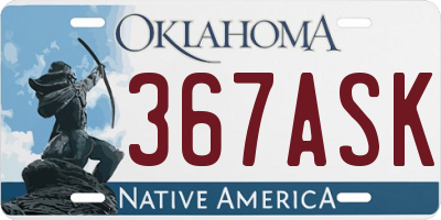 OK license plate 367ASK
