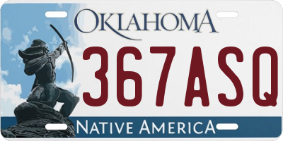 OK license plate 367ASQ