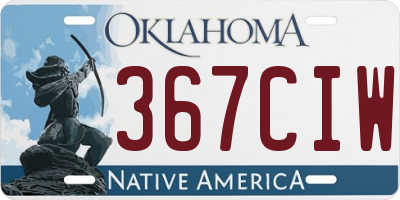 OK license plate 367CIW
