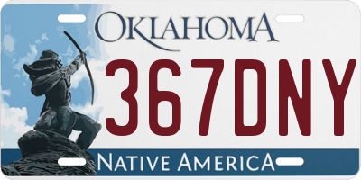 OK license plate 367DNY