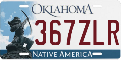 OK license plate 367ZLR