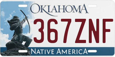 OK license plate 367ZNF