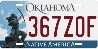 OK license plate 367ZOF