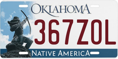 OK license plate 367ZOL