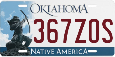 OK license plate 367ZOS
