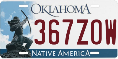 OK license plate 367ZOW