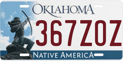 OK license plate 367ZOZ