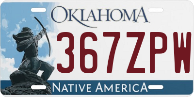 OK license plate 367ZPW