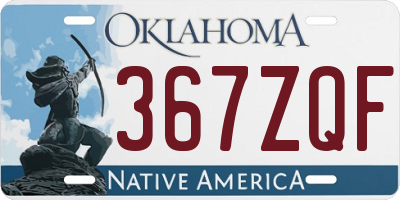 OK license plate 367ZQF