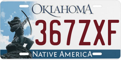 OK license plate 367ZXF