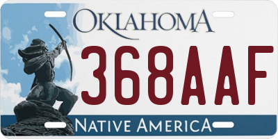 OK license plate 368AAF