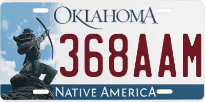 OK license plate 368AAM
