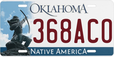 OK license plate 368ACO