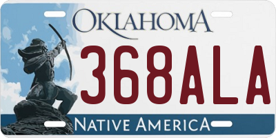 OK license plate 368ALA