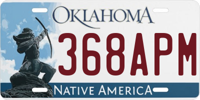 OK license plate 368APM