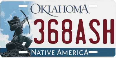 OK license plate 368ASH