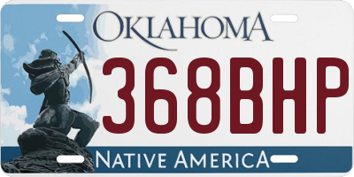 OK license plate 368BHP