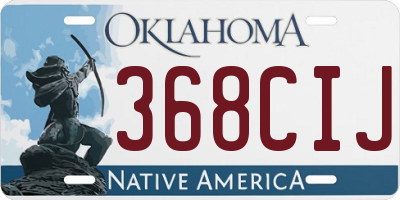 OK license plate 368CIJ