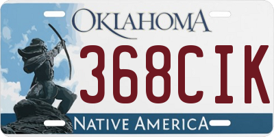 OK license plate 368CIK