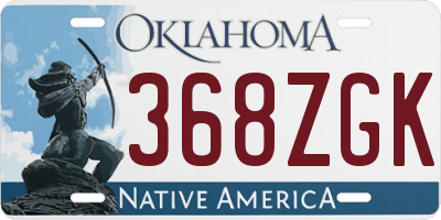 OK license plate 368ZGK