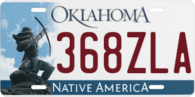 OK license plate 368ZLA