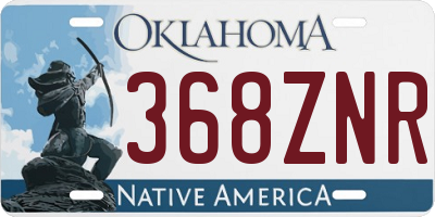 OK license plate 368ZNR