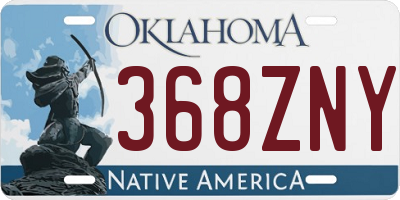 OK license plate 368ZNY