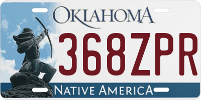 OK license plate 368ZPR
