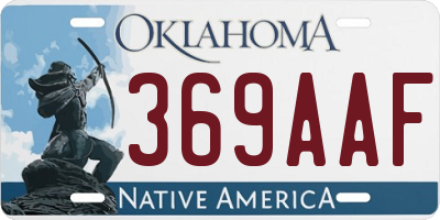 OK license plate 369AAF