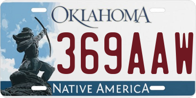 OK license plate 369AAW