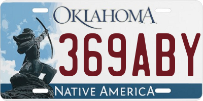OK license plate 369ABY