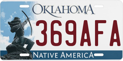 OK license plate 369AFA