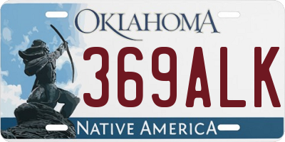 OK license plate 369ALK