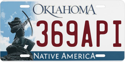 OK license plate 369API
