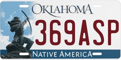 OK license plate 369ASP