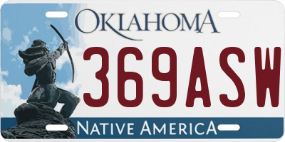 OK license plate 369ASW