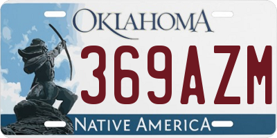 OK license plate 369AZM