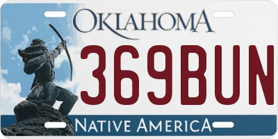 OK license plate 369BUN